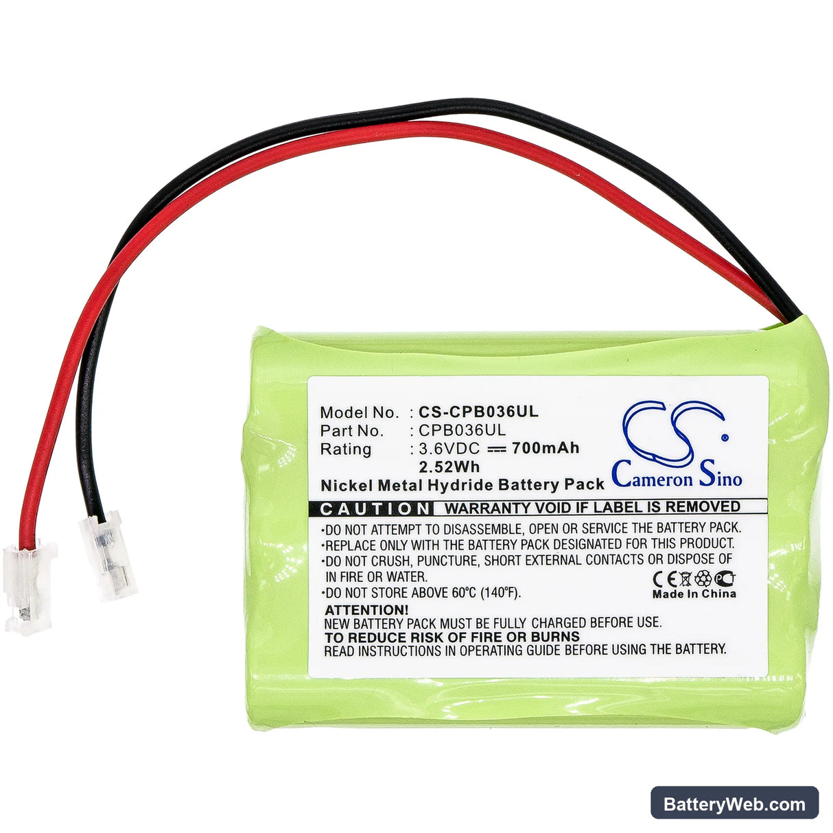 GP Replacement Battery, 3.6V, 700mAh, Ni-MH 3