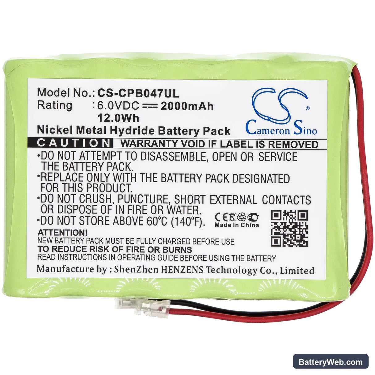Universel AA x 5 Replacement Battery, 6V, 2000mAh, Ni-MH 3