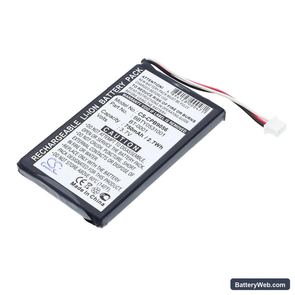 Uniden DCX770 Replacement Battery, 3.7V, 750mAh, Li-ion 1