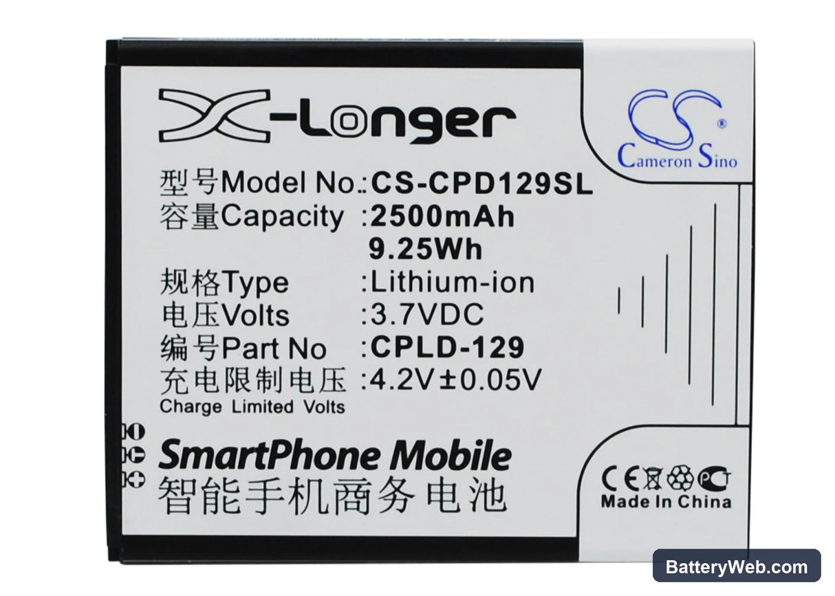 Coolpad 5315 Replacement Battery, 3.7V, 2500mAh, Li-ion 1