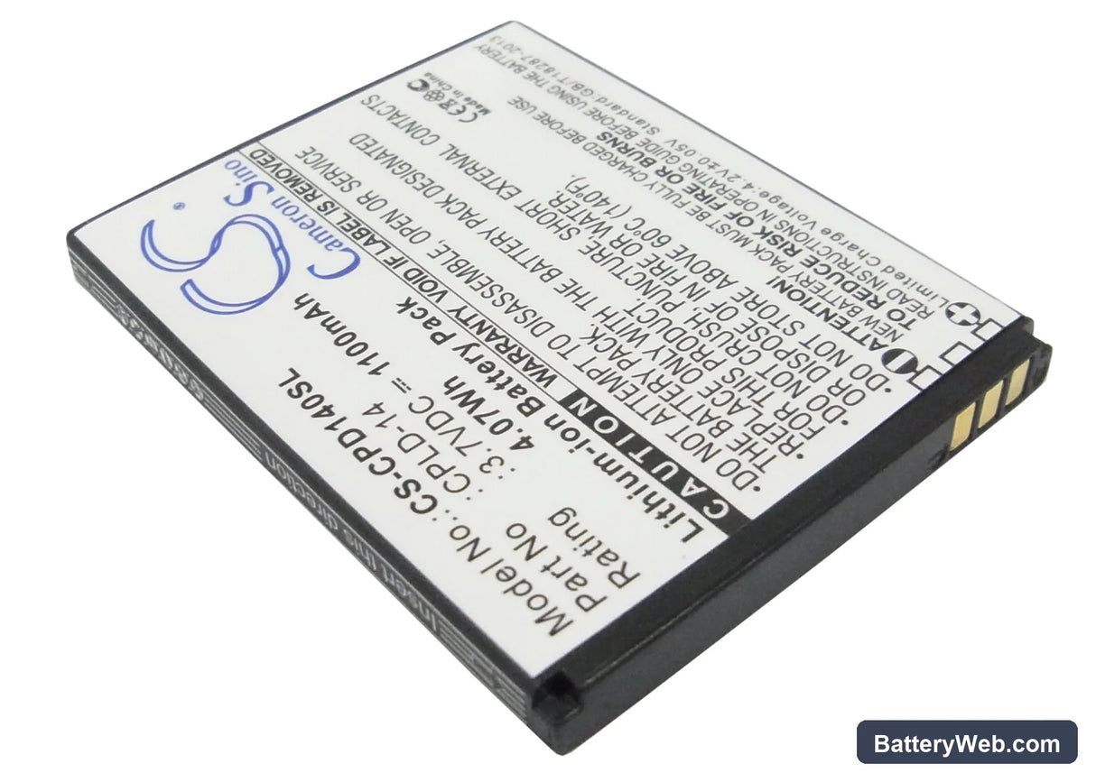 Coolpad 8150D Replacement Battery, 3.7V, 1100mAh, Li-ion 2