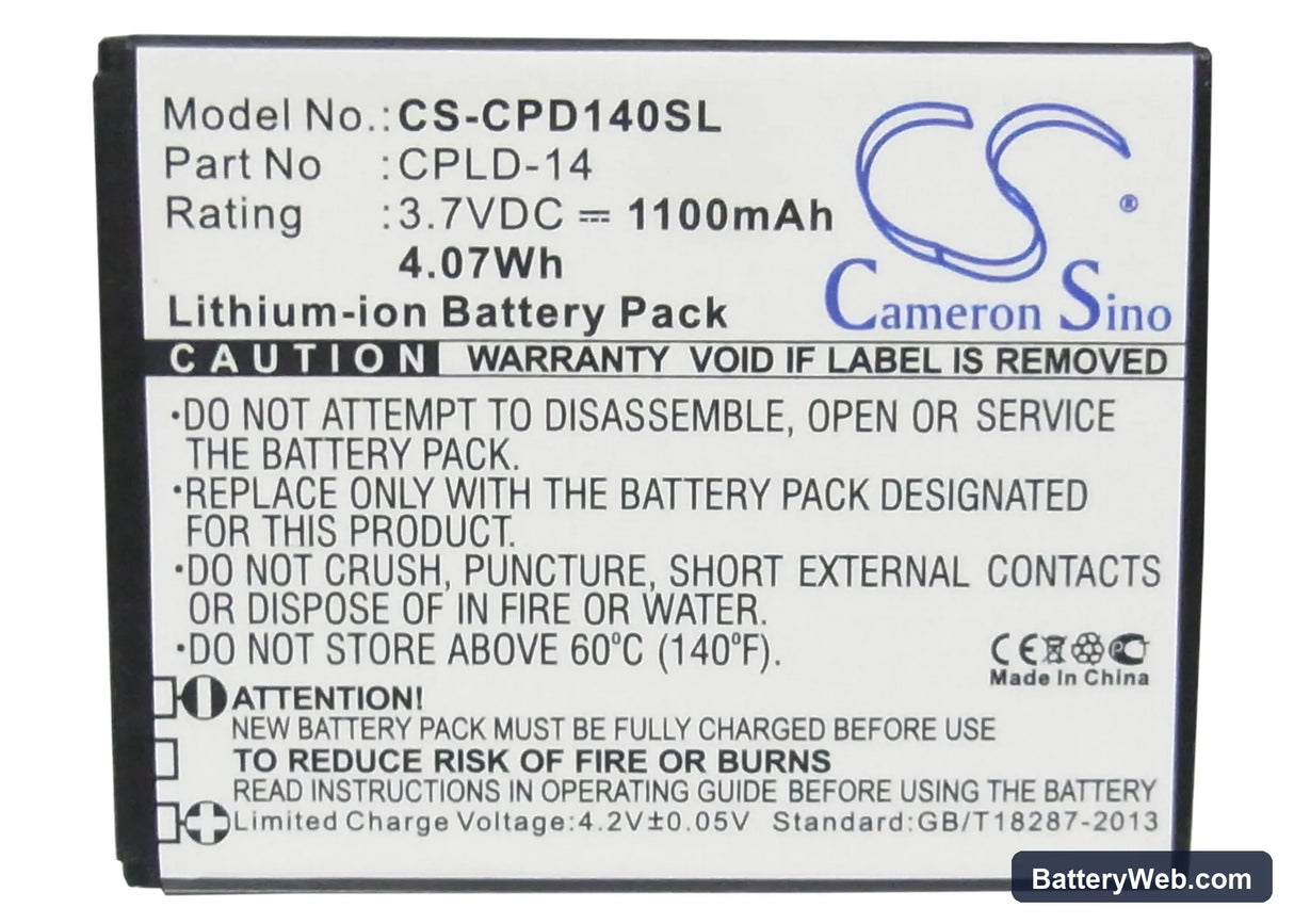 Coolpad 8150D Replacement Battery, 3.7V, 1100mAh, Li-ion 5