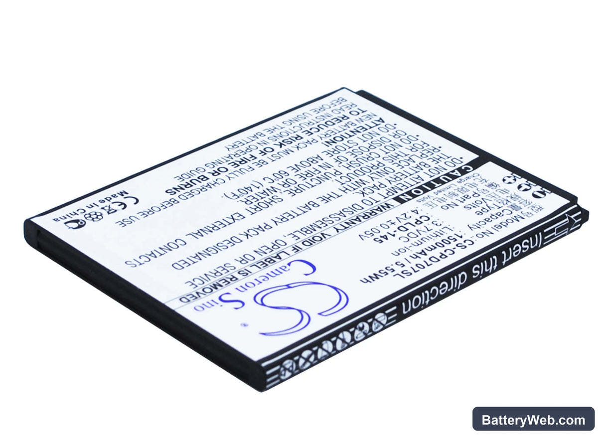 Coolpad 8707 Replacement Battery, 3.7V, 1500mAh, Li-ion 3