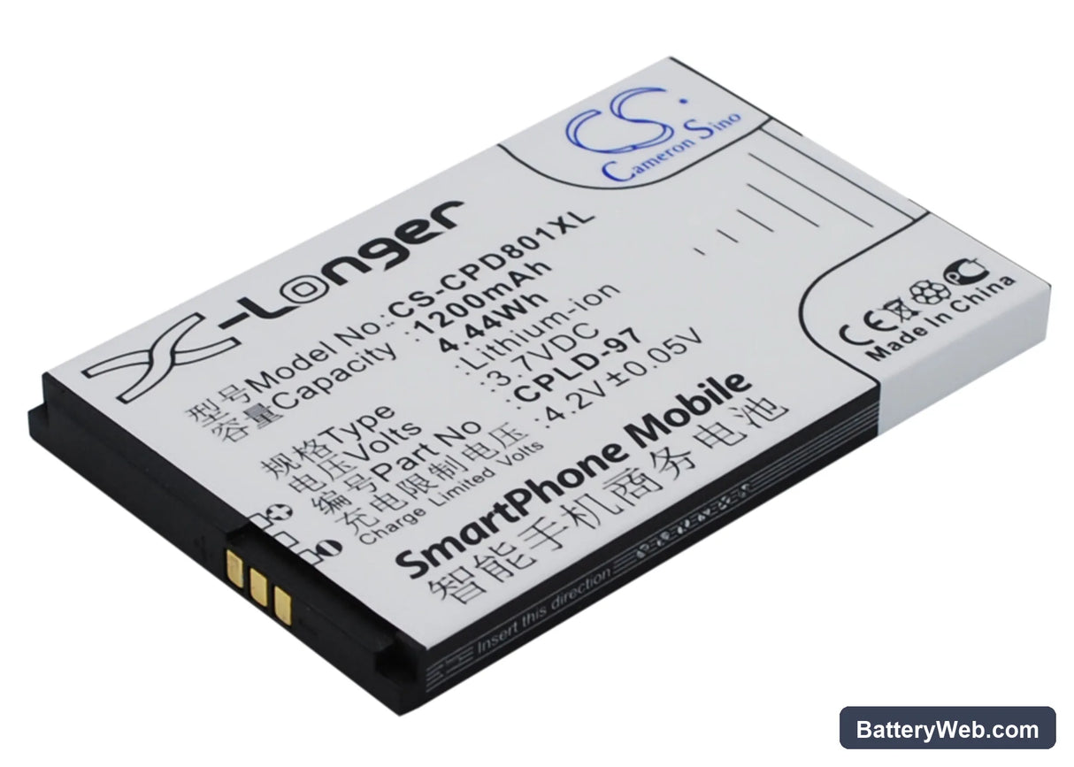 Coolpad 8010 Replacement Battery, 3.7V, 1200mAh, Li-ion 2