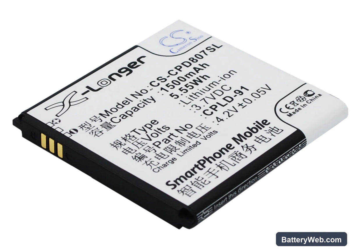 Coolpad 8070 Replacement Battery, 3.7V, 1500mAh, Li-ion 2