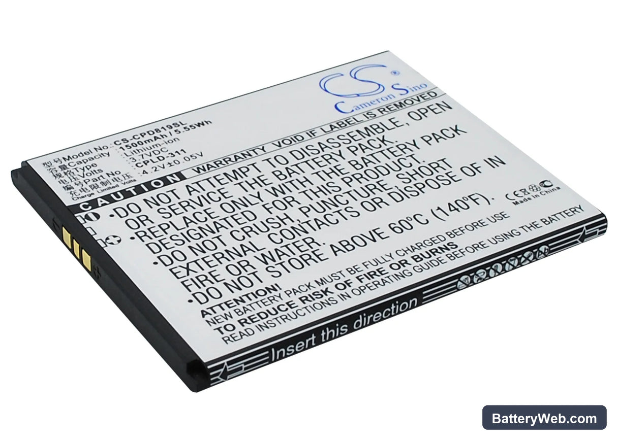 Coolpad 8198T Replacement Battery, 3.7V, 1500mAh, Li-ion 2