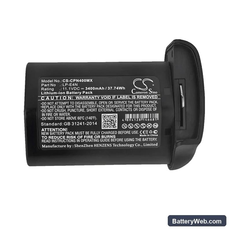 Canon EOS-1D MarkIII Replacement Battery, 11.1V, 3400mAh, Li-ion 5