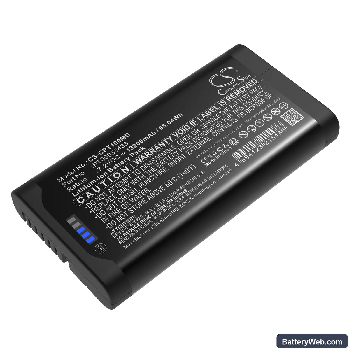Covidien Nellcor PM1000N Pulse Oximeter Replacement Battery, 7.2V, 13200mAh, Li-ion 1