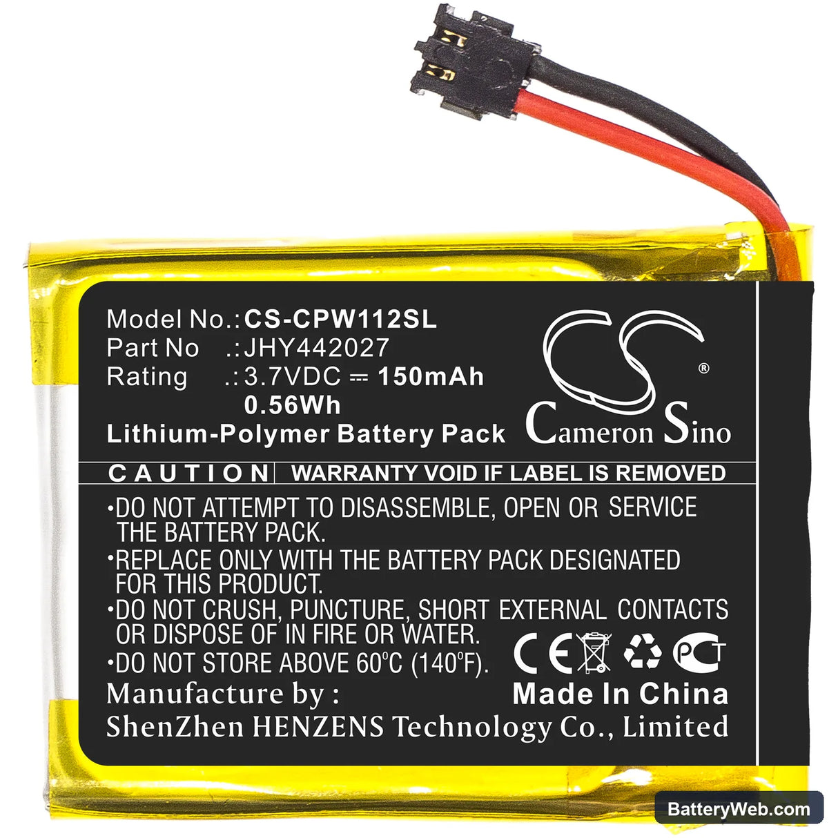 Compustar Pro RFX T2 Replacement Battery, 3.7V, 150mAh, Li-Polymer 3