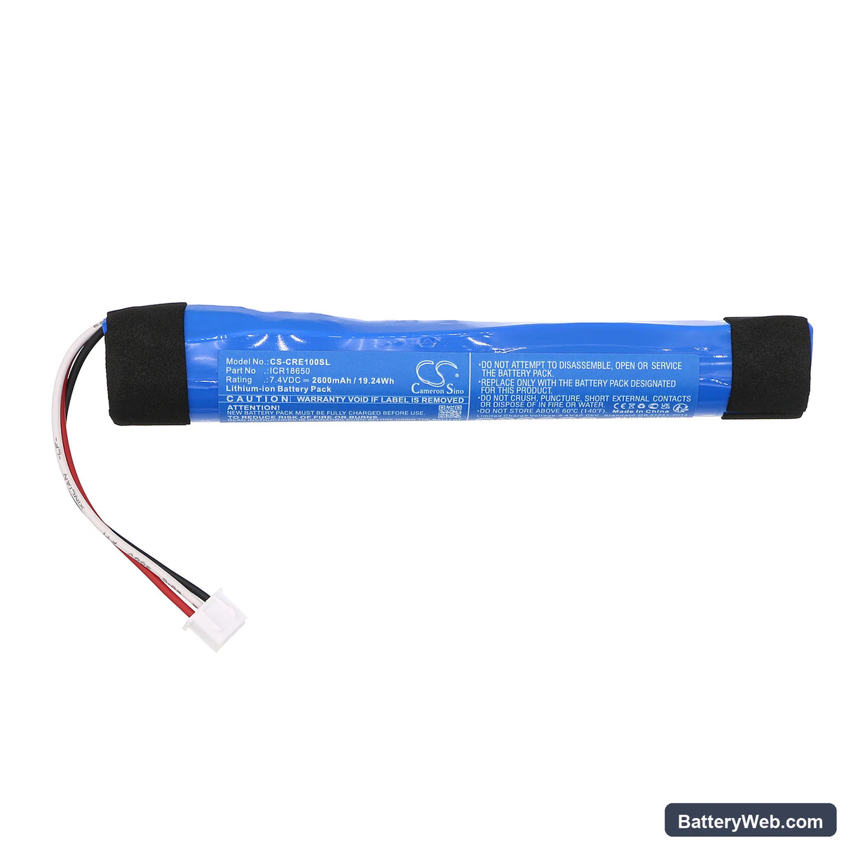 Cleer Stage Replacement Battery, 7.4V, 2600mAh, Li-ion 3