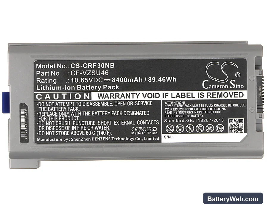 Panasonic Toughbook CF-30 Replacement Battery, 10.65V, 8400mAh, Li-ion 5