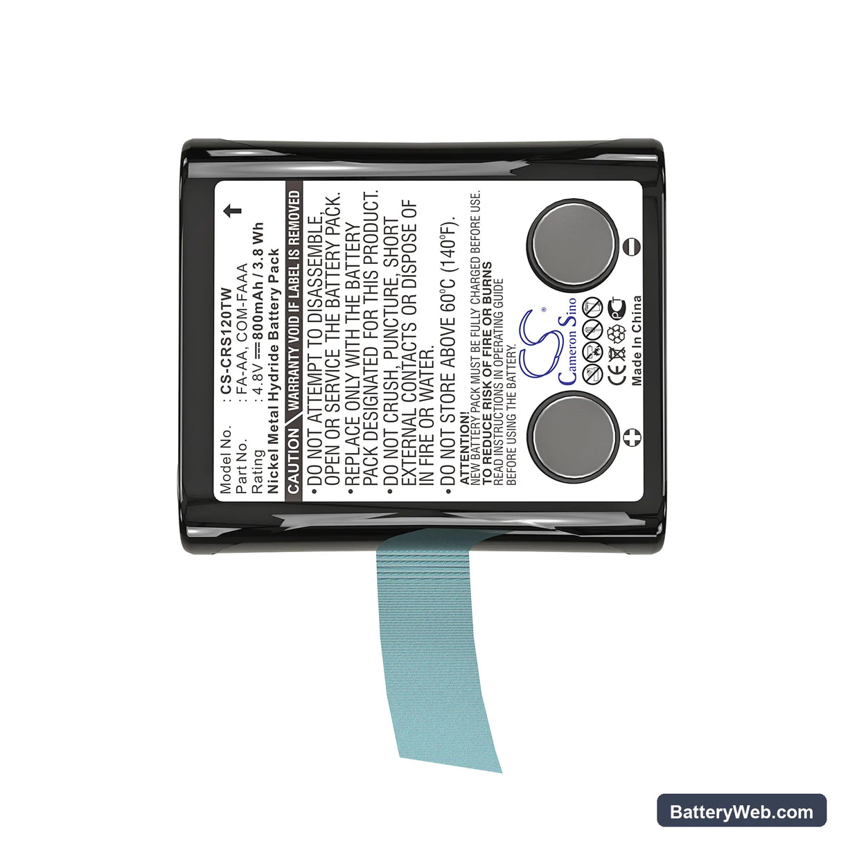 Cobra FRS120 Replacement Battery, 4.8V, 800mAh, Ni-MH 5