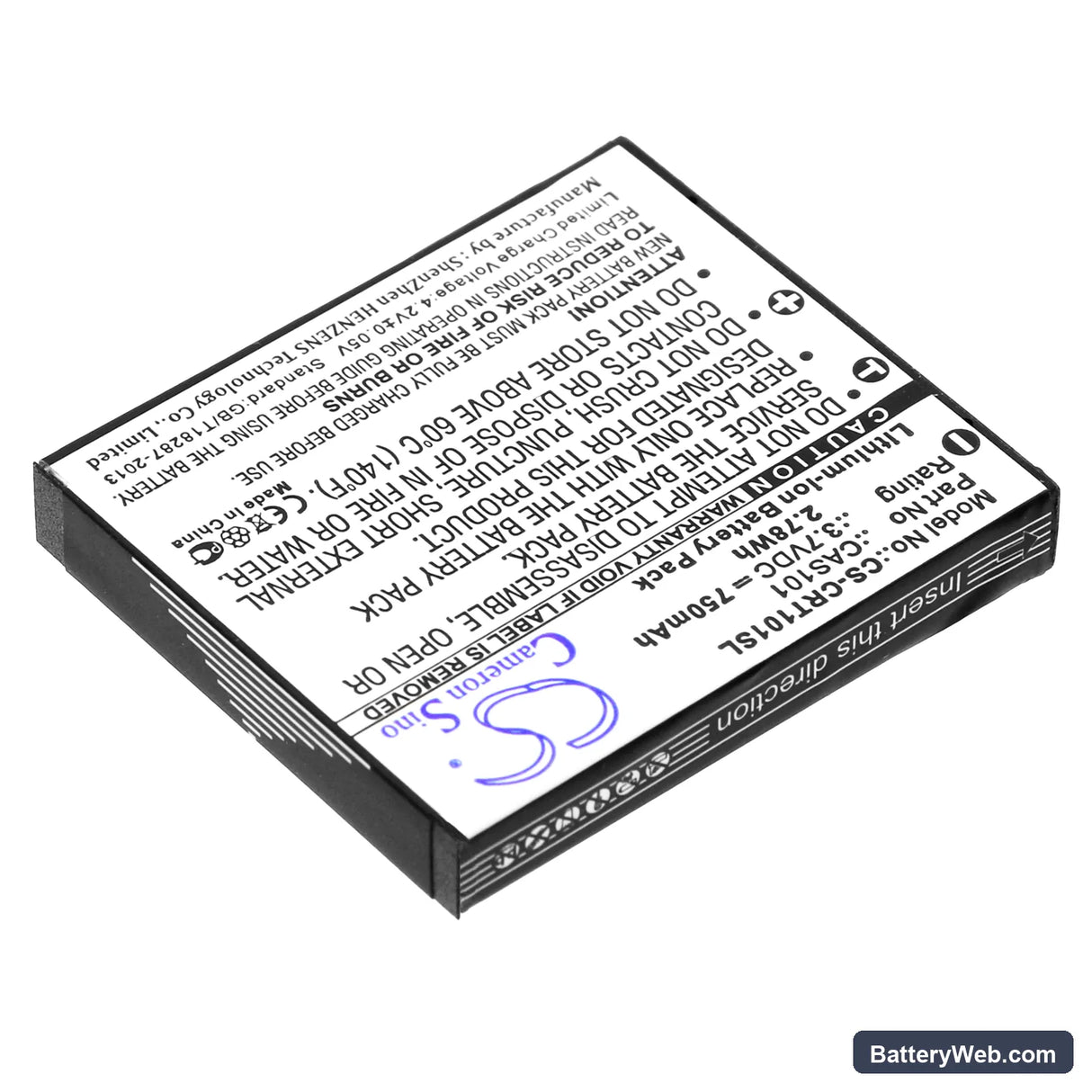 Creative Vado Replacement Battery, 3.7V, 750mAh, Li-ion 2
