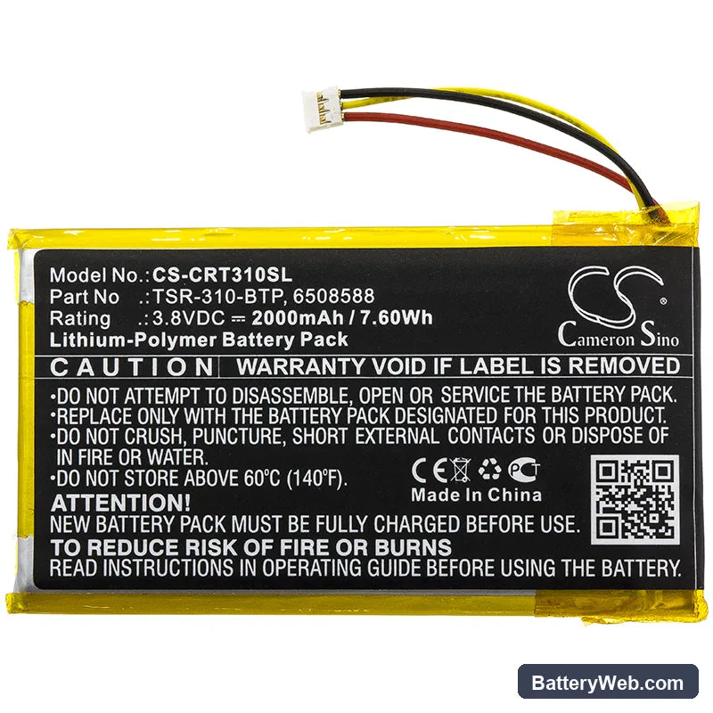 Crestron TSR-310 Replacement Battery, 3.8V, 2000mAh, Li-Polymer 3