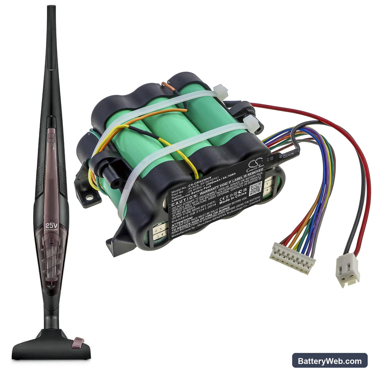 DeLonghi Colombina XLR25LE.GY Replacement Battery, 25.9V, 2500mAh, Li-ion 6