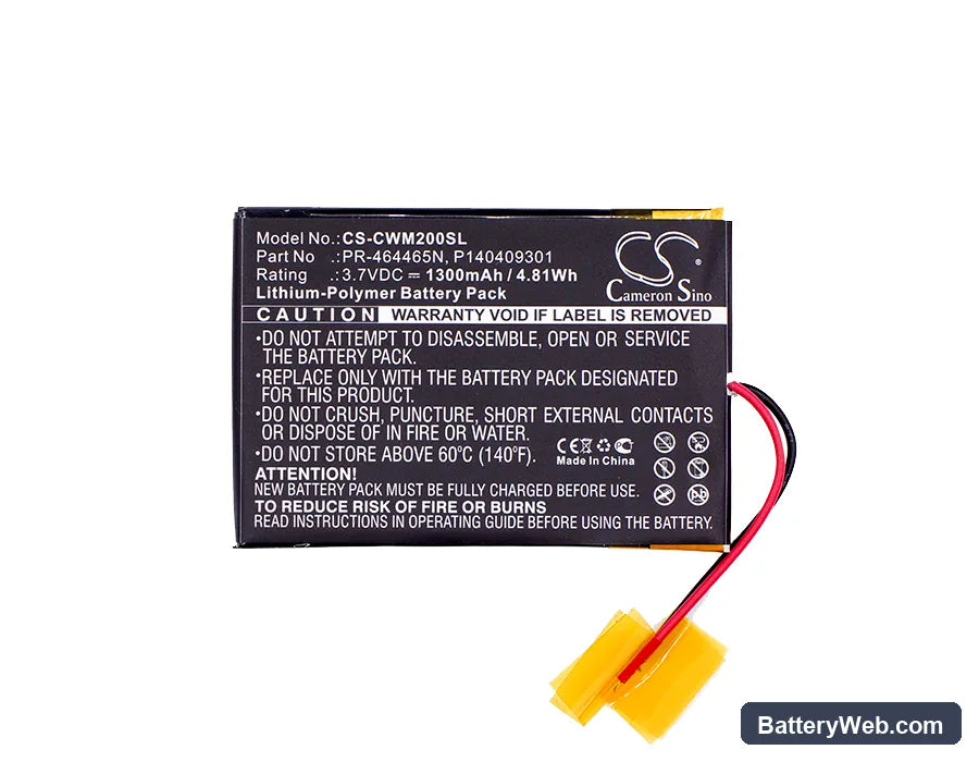 Cowon M2 Replacement Battery, 3.7V, 1300mAh, Li-Polymer 5