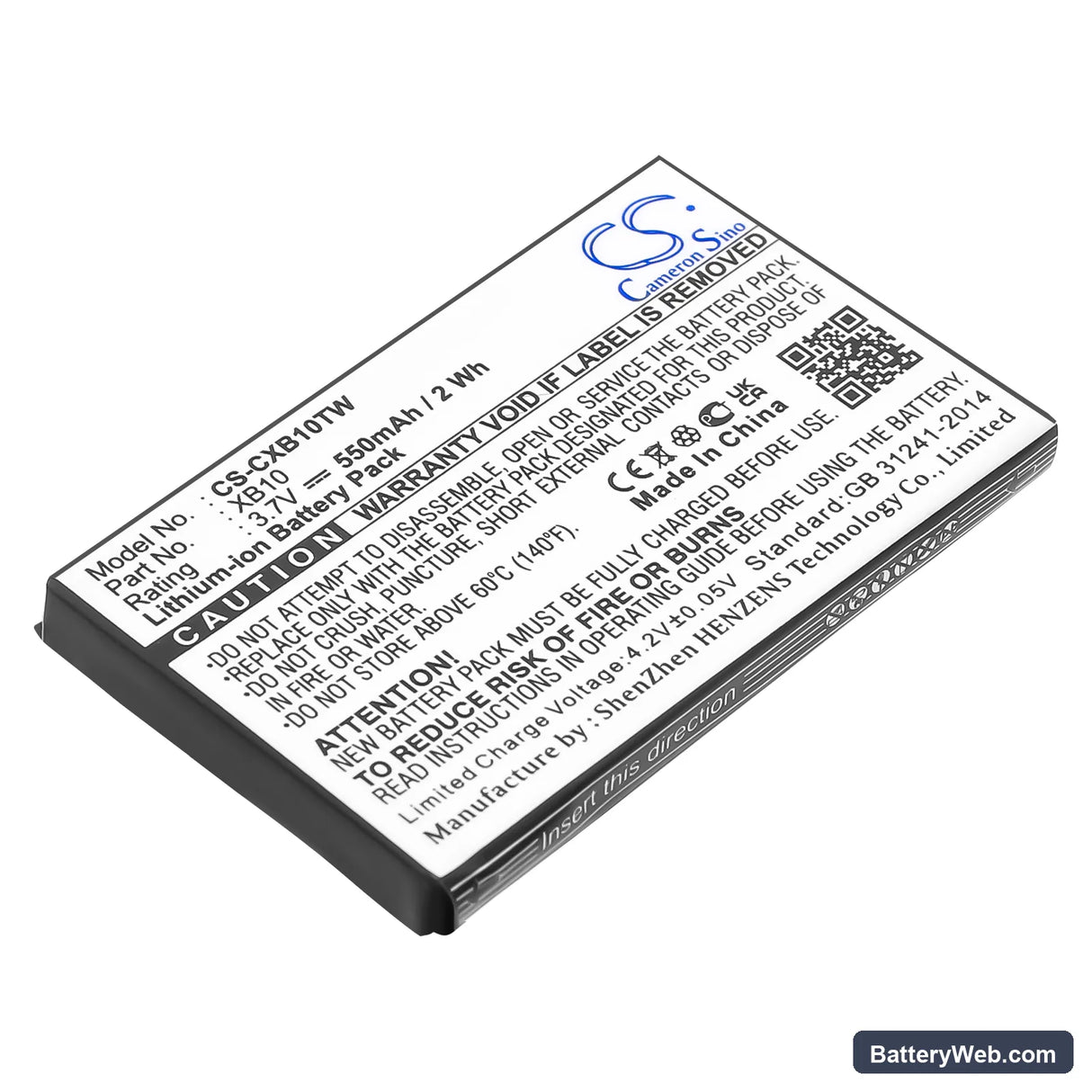 Xact Communication Wristlinx x3x Replacement Battery, 3.7V, 550mAh, Li-ion 1