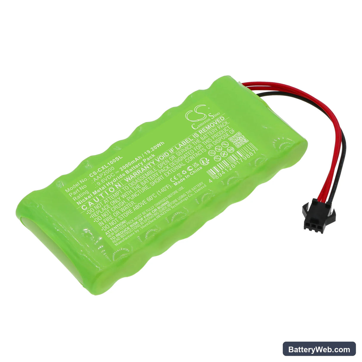 Compumatic XL1000 Replacement Battery, 9.6V, 2000mAh, Ni-MH 1