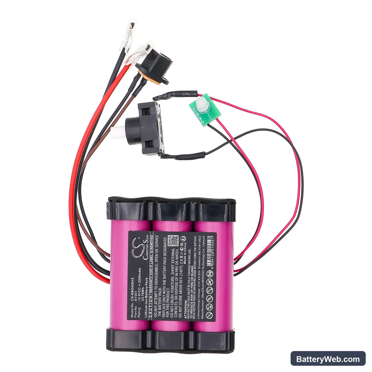 Dirt Devil BD45000 Replacement Battery, 10.8V, 2200mAh, Li-ion 4