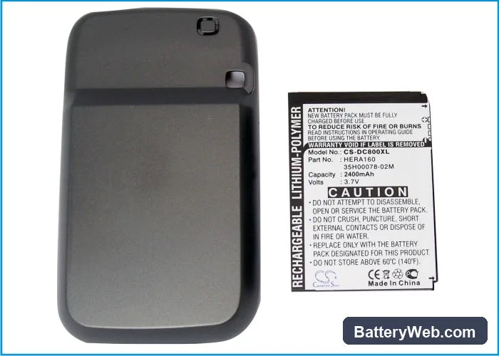 O2 XDA Terra Replacement Battery, 3.7V, 2400mAh, Li-Polymer 4