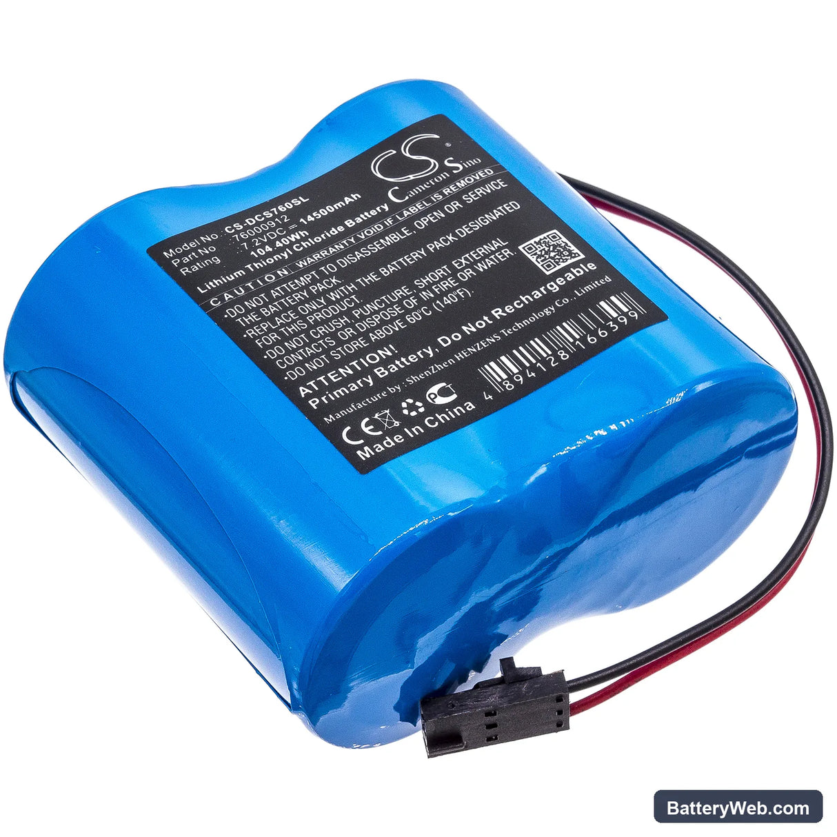 Digi Connect Sensor+ Replacement Battery, 7.2V, 14500mAh, Li-SOCl2 1