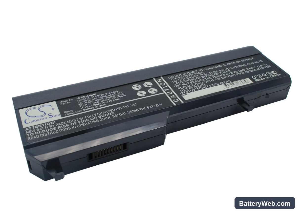 Dell Vostro 1310 Replacement Battery, 11.1V, 6600mAh, Li-ion 2