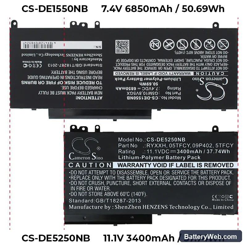 Dell Latitude 12 5000 Replacement Battery, 11.1V, 3400mAh, Li-Polymer 6