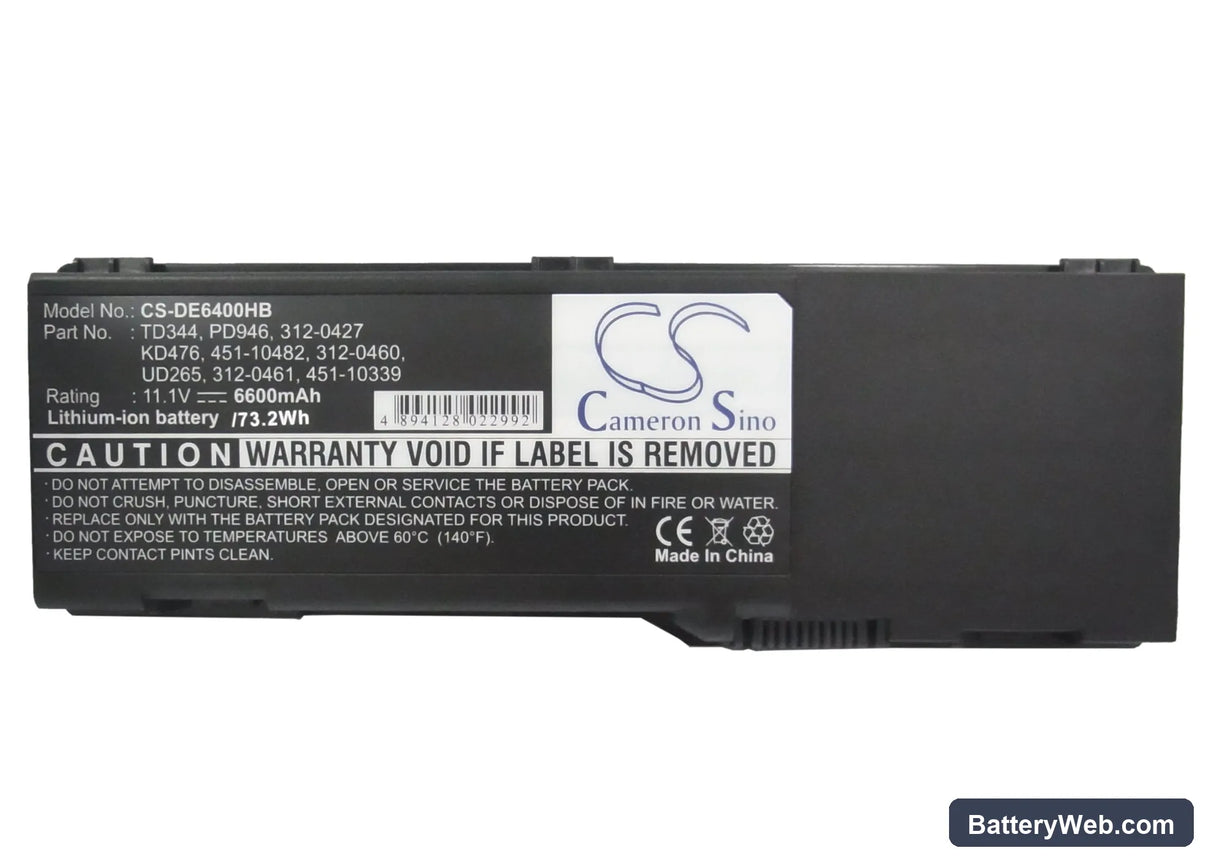 Dell Latitude 131L Replacement Battery, 11.1V, 6600mAh, Li-ion 5