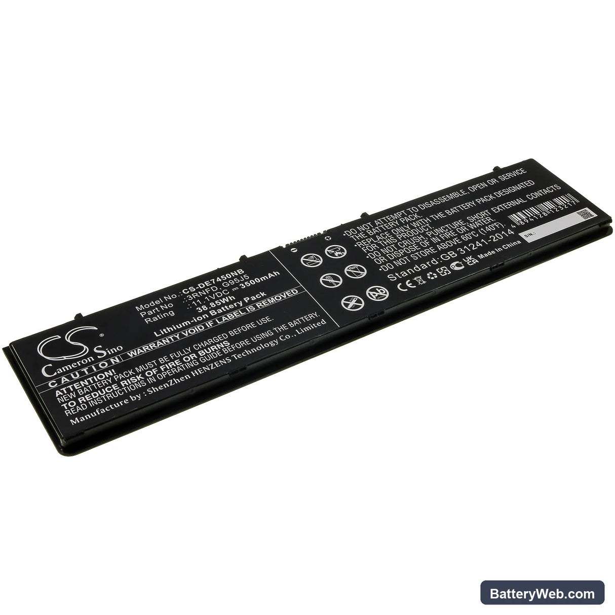 Dell Latitude 14 E7450 Replacement Battery, 11.1V, 3500mAh, Li-ion 1