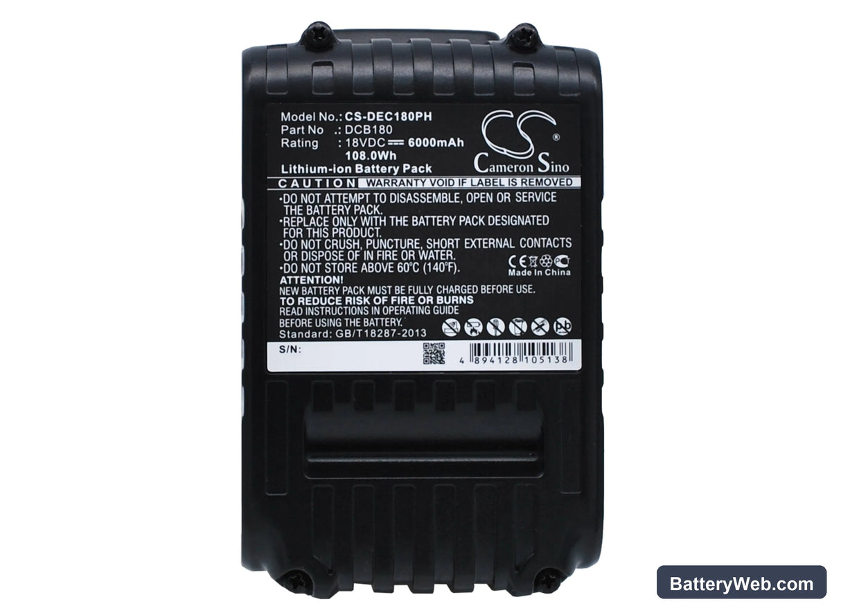 DeWalt XR Li-Ion 18V Replacement Battery, 18V, 6000mAh, Li-ion 1