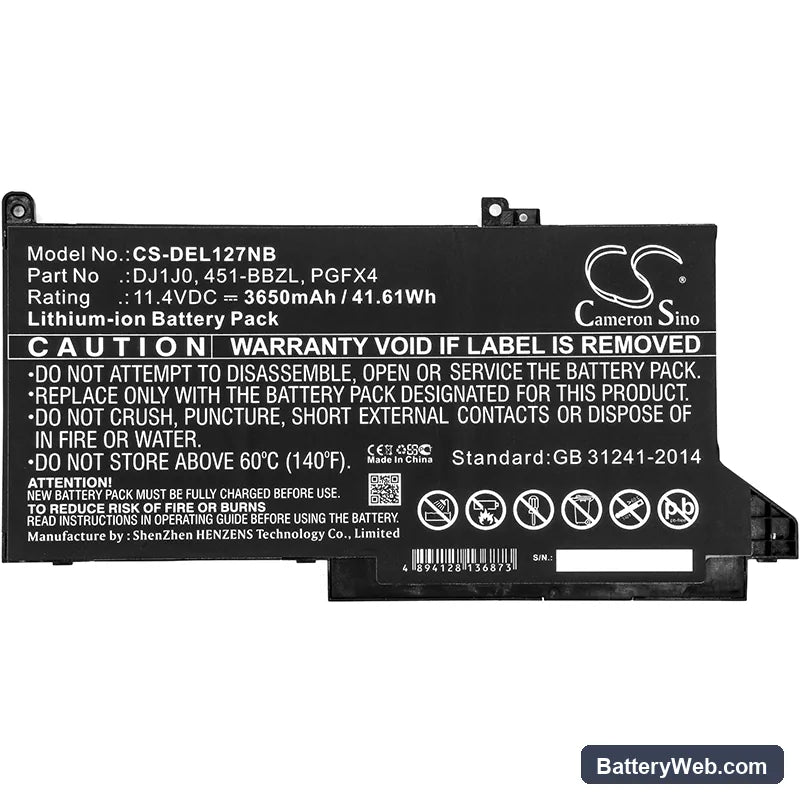 Dell Latitude 12 7000 Replacement Battery, 11.4V, 3650mAh, Li-ion 3