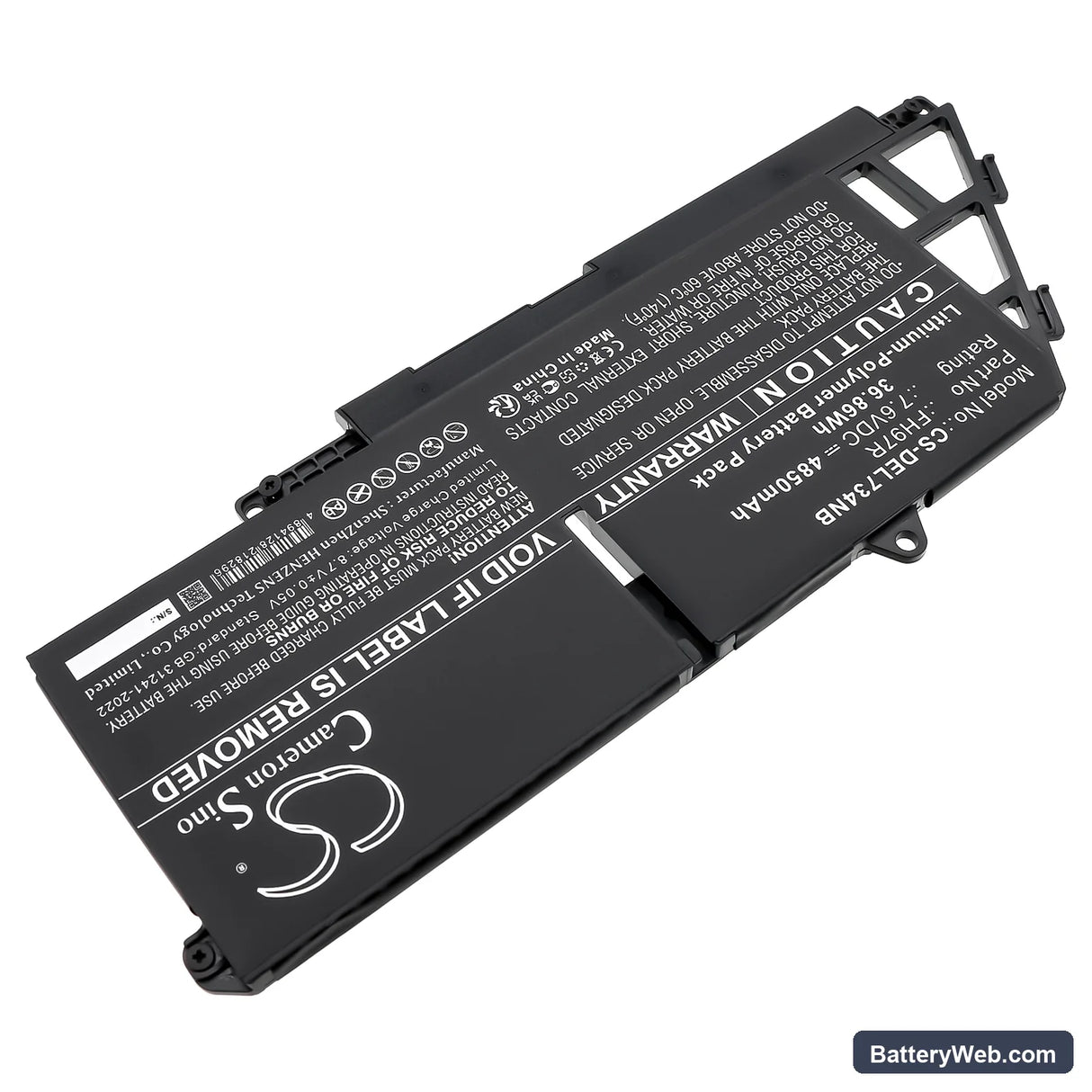 Dell Latitude 7340 Replacement Battery, 7.6V, 4850mAh, Li-Polymer 2