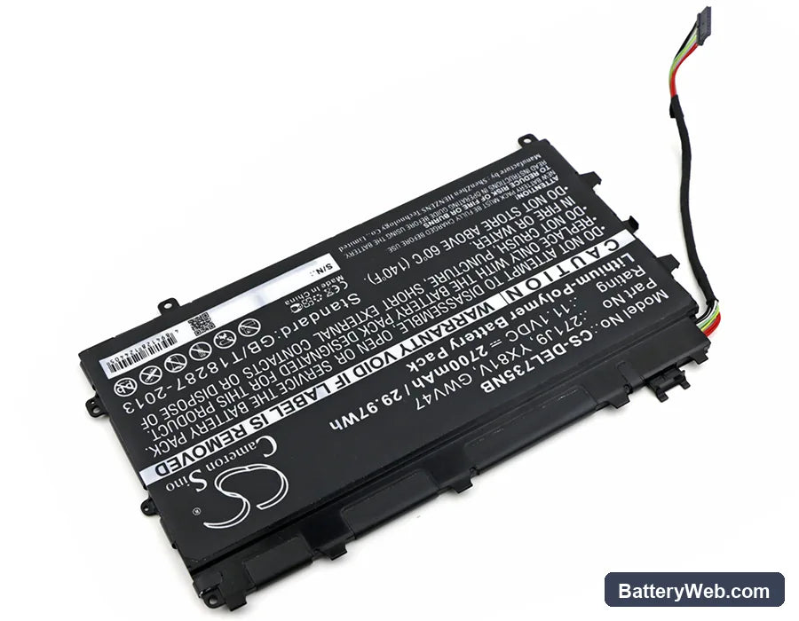 Dell Latitude 7350 Replacement Battery, 11.1V, 2700mAh, Li-Polymer 2