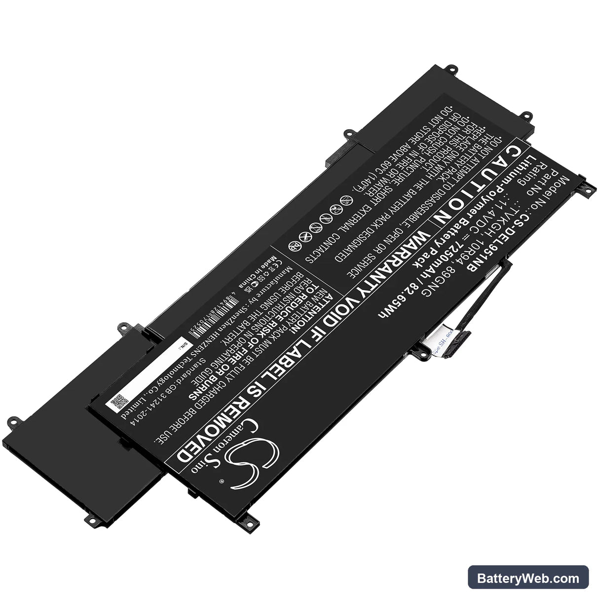 Dell Latitude 9510 2-in-1 Replacement Battery, 11.4V, 7250mAh, Li-Polymer 2