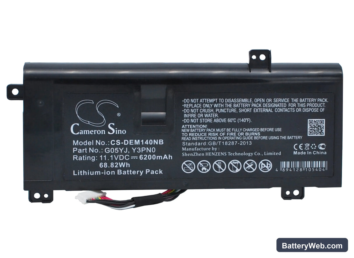 Dell Alienware M14X R3 Replacement Battery, 11.1V, 6200mAh, Li-ion 1