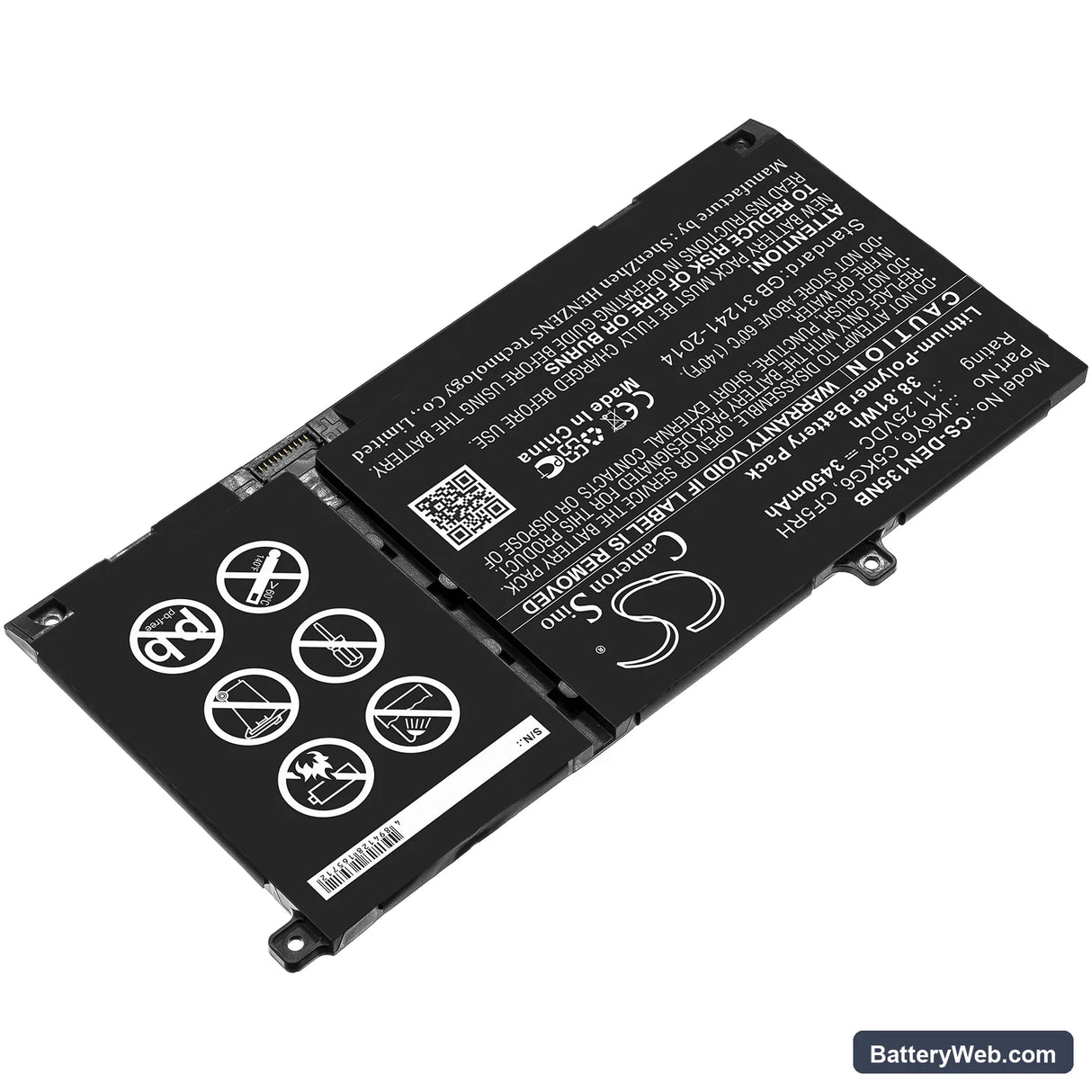 Dell Inspiron 13 5301 Replacement Battery, 11.25V, 3450mAh, Li-Polymer 2