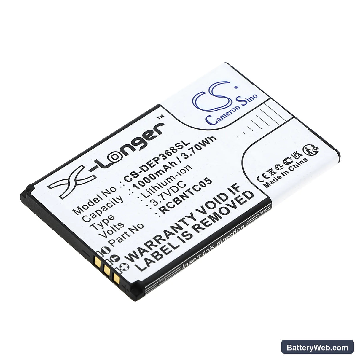 Doro Primo 368 Replacement Battery, 3.7V, 1000mAh, Li-ion 1