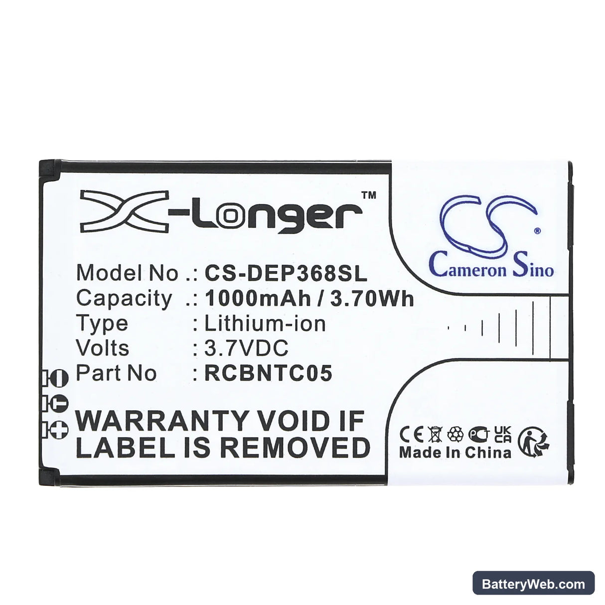 Doro Primo 368 Replacement Battery, 3.7V, 1000mAh, Li-ion 5