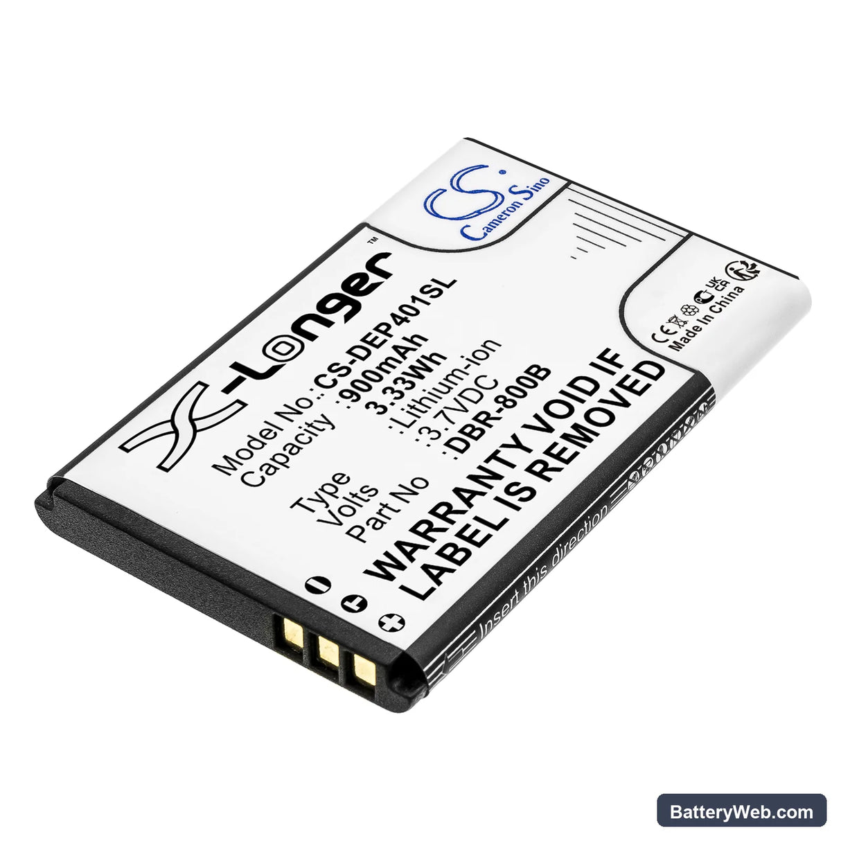 PEAQ PMP300 Replacement Battery, 3.7V, 900mAh, Li-ion 1