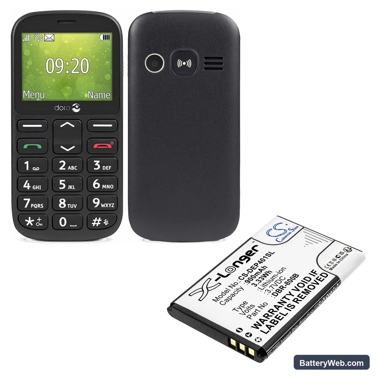 PEAQ PMP300 Replacement Battery, 3.7V, 900mAh, Li-ion 4