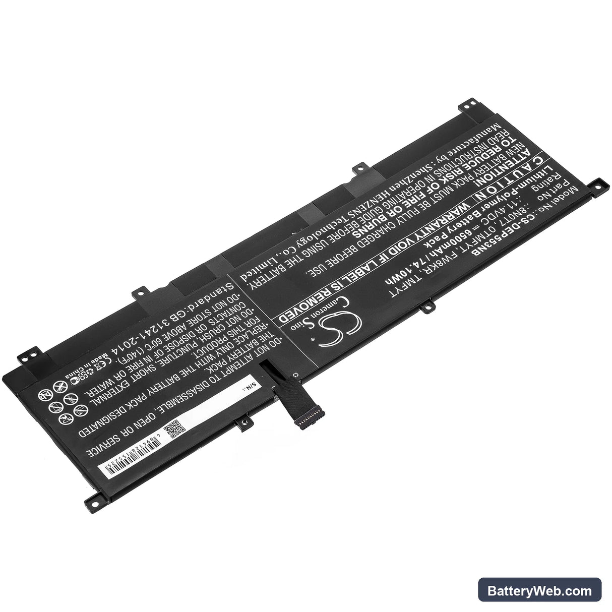 Dell Precision 5530 2-in-1 Replacement Battery, 11.4V, 6500mAh, Li-Polymer 2