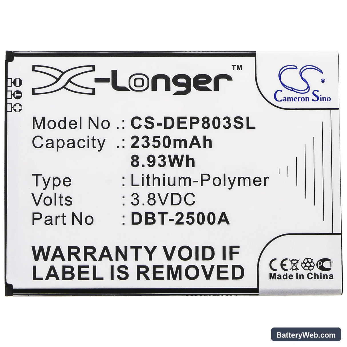 Doro 8035 Replacement Battery, 3.8V, 2350mAh, Li-Polymer 3