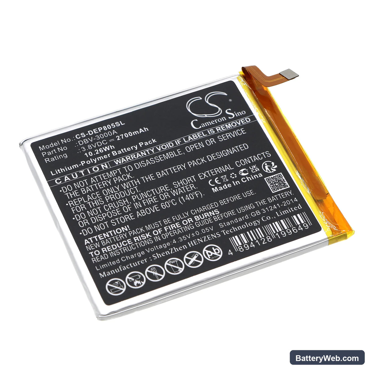 Doro 8050 Replacement Battery, 3.8V, 2700mAh, Li-Polymer 1