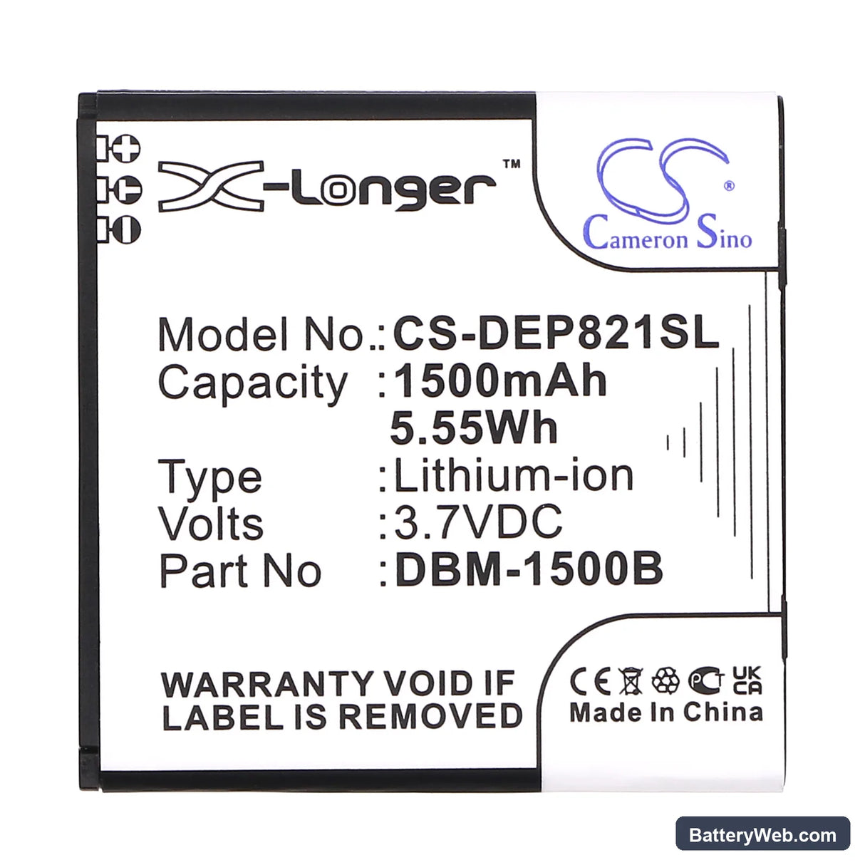 Doro Liberto 820 mini Replacement Battery, 3.7V, 1500mAh, Li-ion 3