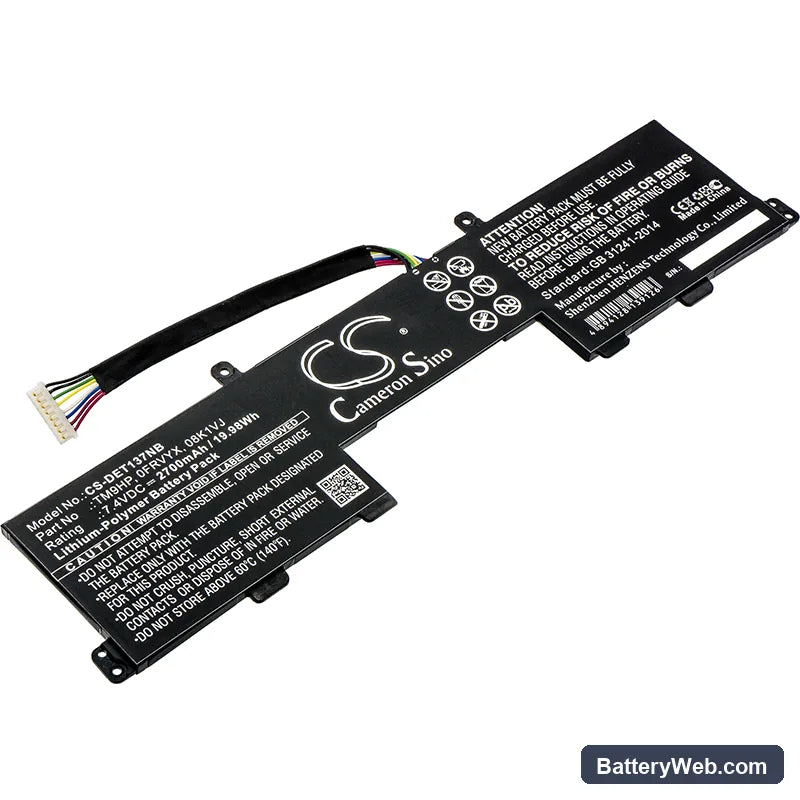 Dell Latitude 13 7350 Replacement Battery, 7.4V, 2700mAh, Li-Polymer 1
