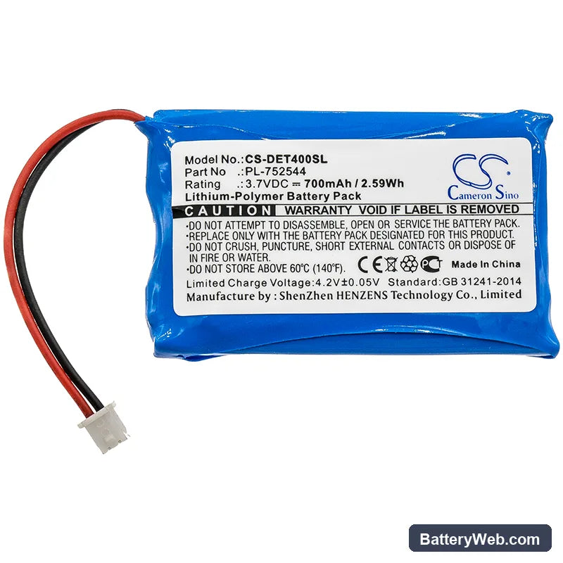Educator ET-400 Transmitters Replacement Battery, 3.7V, 700mAh, Li-Polymer 3