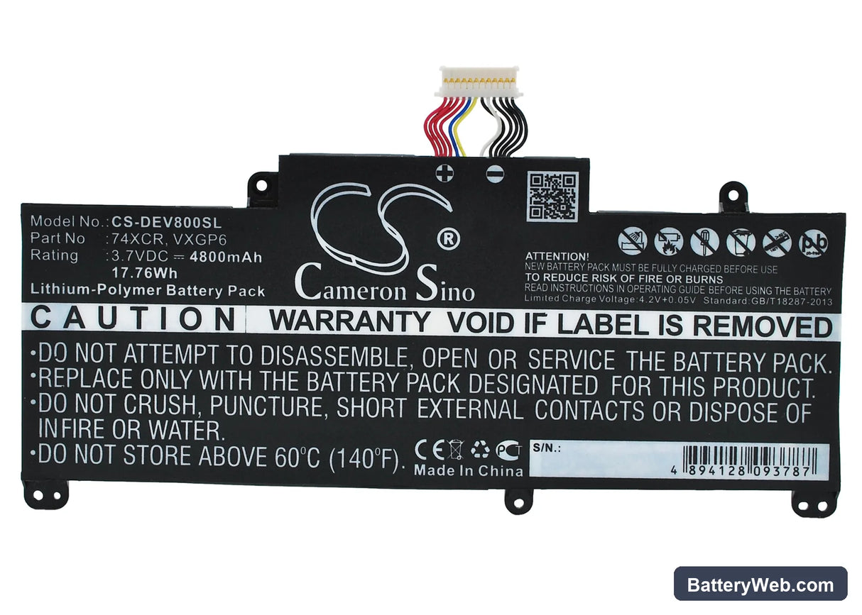 Dell Venue 8 Pro Replacement Battery, 3.7V, 4800mAh, Li-Polymer 5