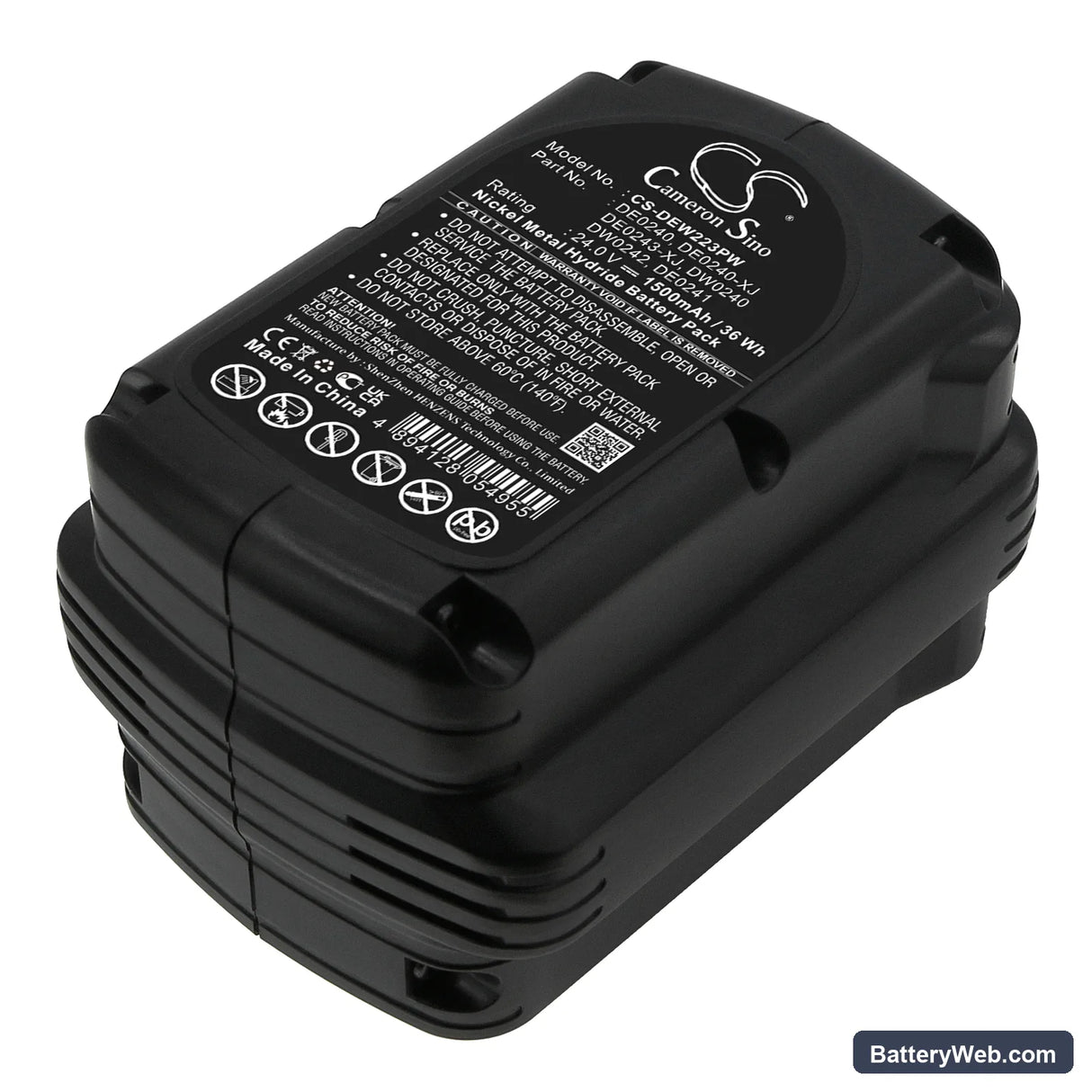 DeWalt DC222KA Replacement Battery, 24V, 1500mAh, Ni-MH 1