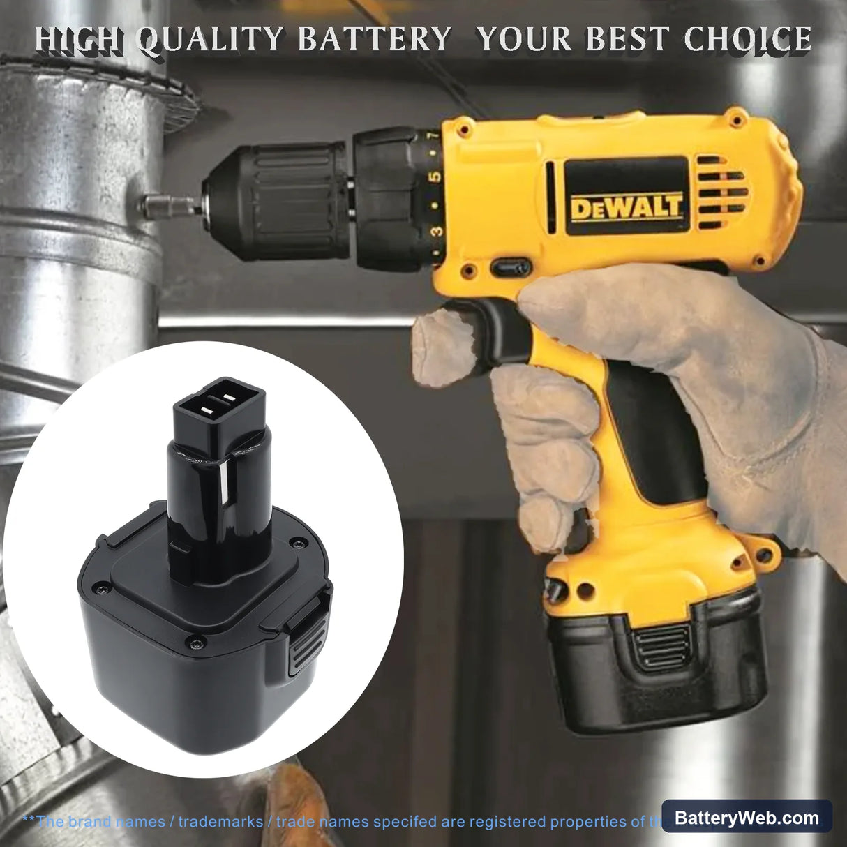 DeWalt DC750KA Replacement Battery, 9.6V, 1500mAh, Ni-MH 6