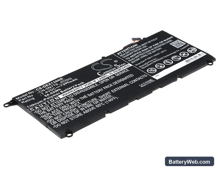 Dell XPS 13 9343 Replacement Battery, 7.4V, 7300mAh, Li-Polymer 1